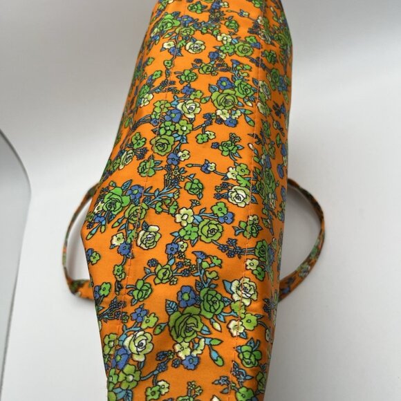 Vintage 70s Flower Power Mod Travel Bag Mid Century Orange Toiletry Retro 13” - Picture 5 of 10